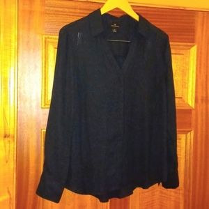 Worthington Semi-Sheer Black Blouse Sz.L=12/14